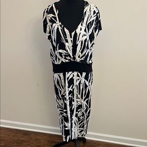 Talbots Dress Black and White Striped with Trim Detail